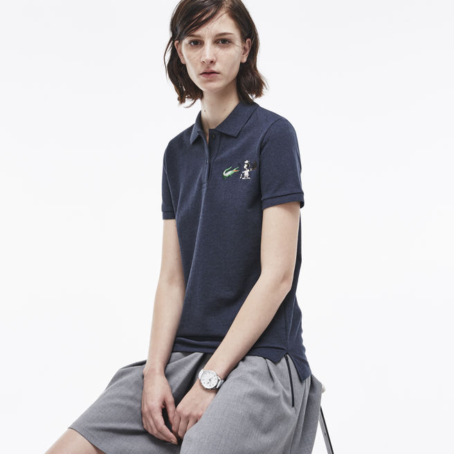 Peanuts by Lacoste, polo blu da donna