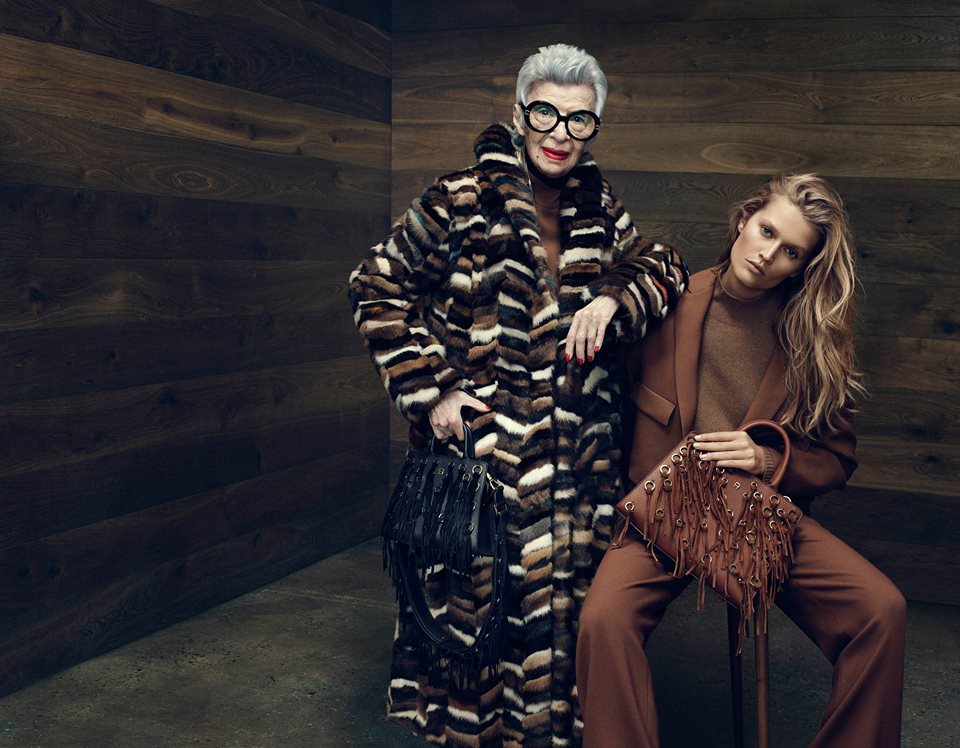 Iris Apfel e Toni Garrn per Aigner