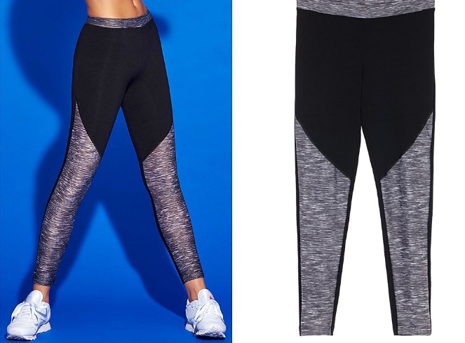 Leggings Tezenis inverno 2017, sportivi con inserto stampato, nero, 14.90 euro.