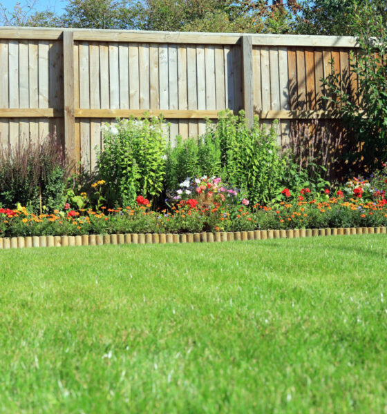 giardino fiori muretto legno