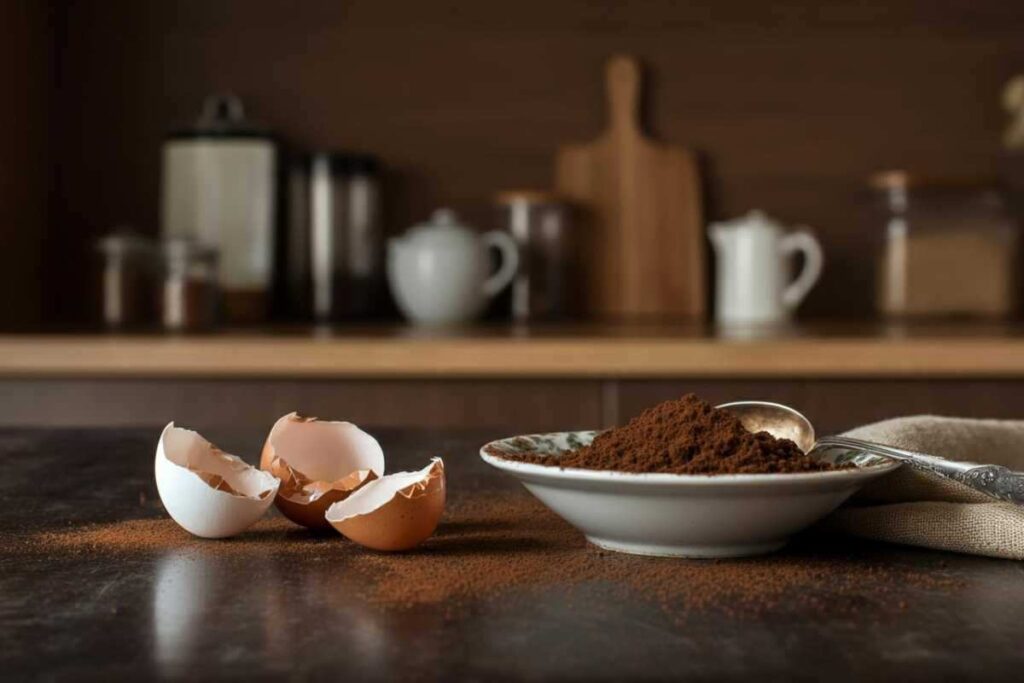 come usare gusci d'uovo e caffè