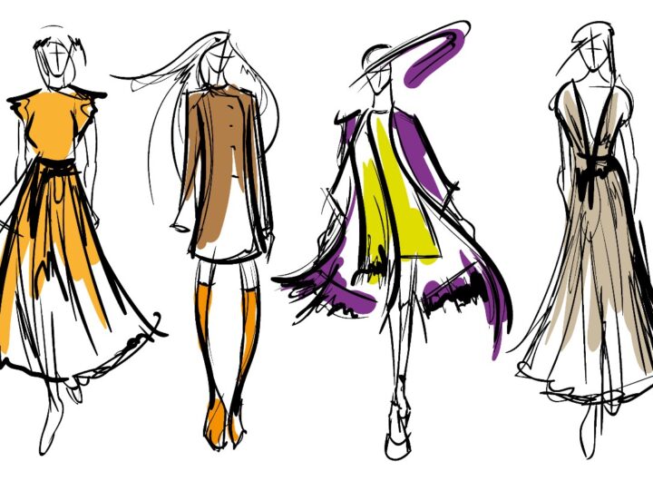 Cartamodello disegnato da uno stilista di moda.