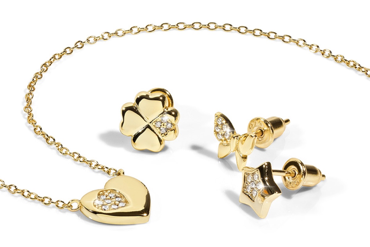 Set Nomination con collana, ciondolo a cuore e orecchini.