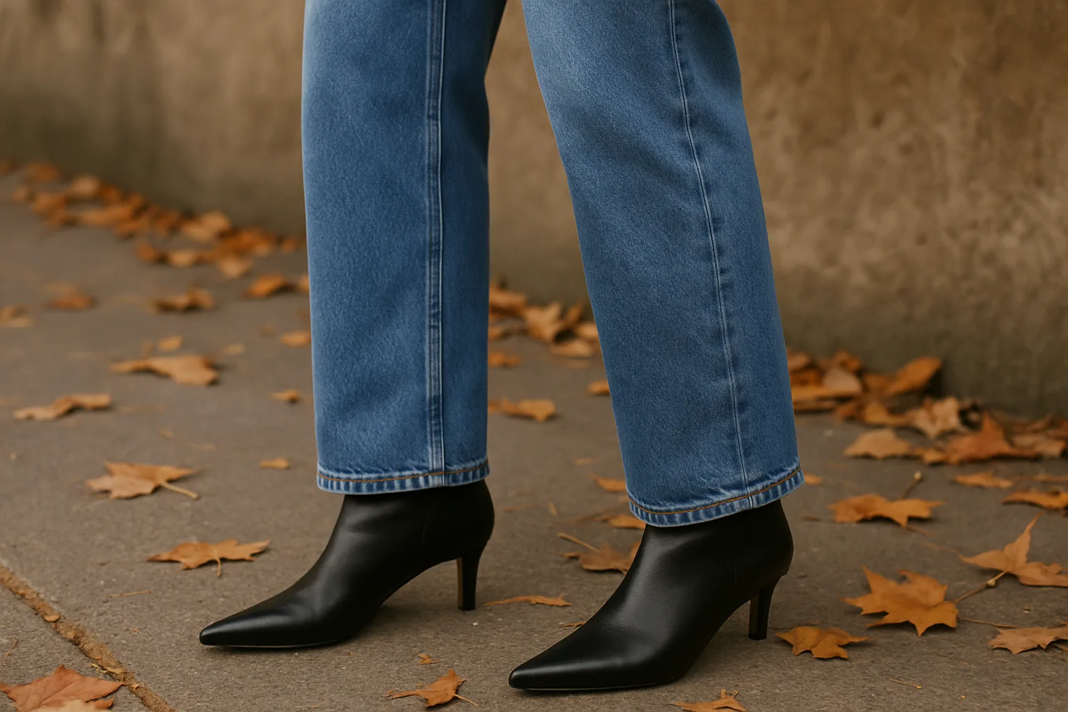 Jeans morbidi e stivaletti a punta: l'abbinamento infallibile dell'autunno